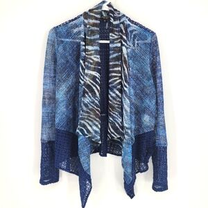 Alberto Makali Open Front Cardigan Waterfall Animal Print Crochet Medium